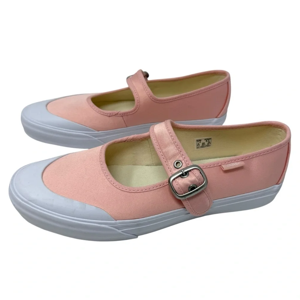 VANS Mary Jane Women's Size 8.5 Shoes Ballet Chintz Rose Pink Satin White New